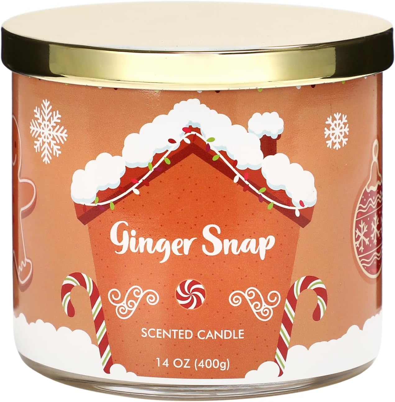 Christmas Scented Candles, Gingerbread Scented Candle, Large 3 Wicks Candle, 14 oz, Christmas Candles Gift