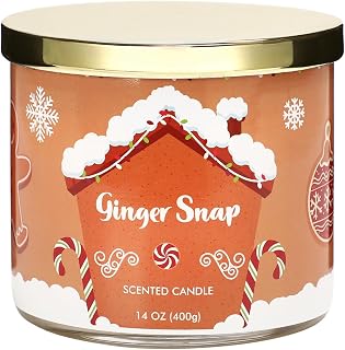 Christmas Scented Candles, Gingerbread Scented Candle, Large 3 Wicks Candle, 14 oz, Christmas Candles Gift