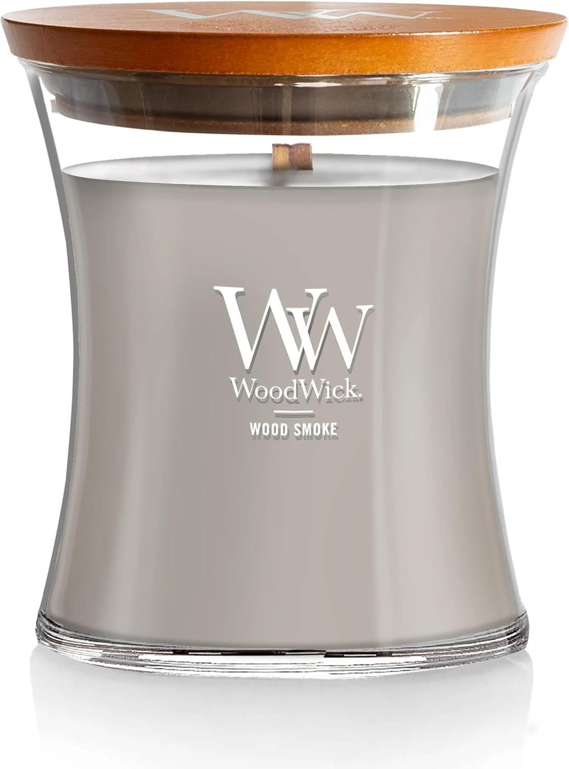 WoodWick Wood Smoke Hourglass Candle 9.7 oz. Medium Fall Candle with Crackling Wick for Smooth Burn Aromatherapy Soy Wax Blend