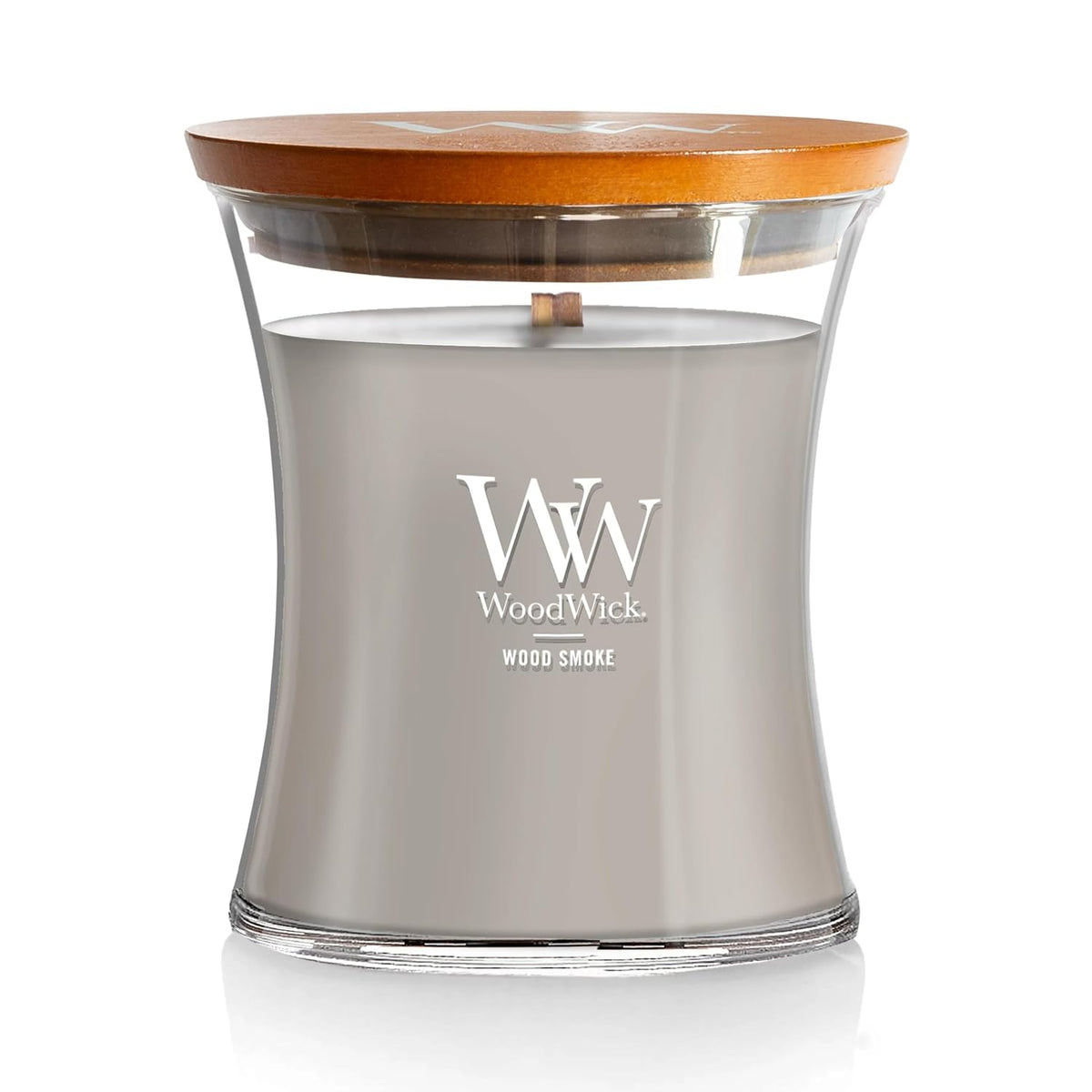 WoodWick Wood Smoke Hourglass Candle 9.7 oz. Medium Fall Candle with Crackling Wick for Smooth Burn Aromatherapy Soy Wax