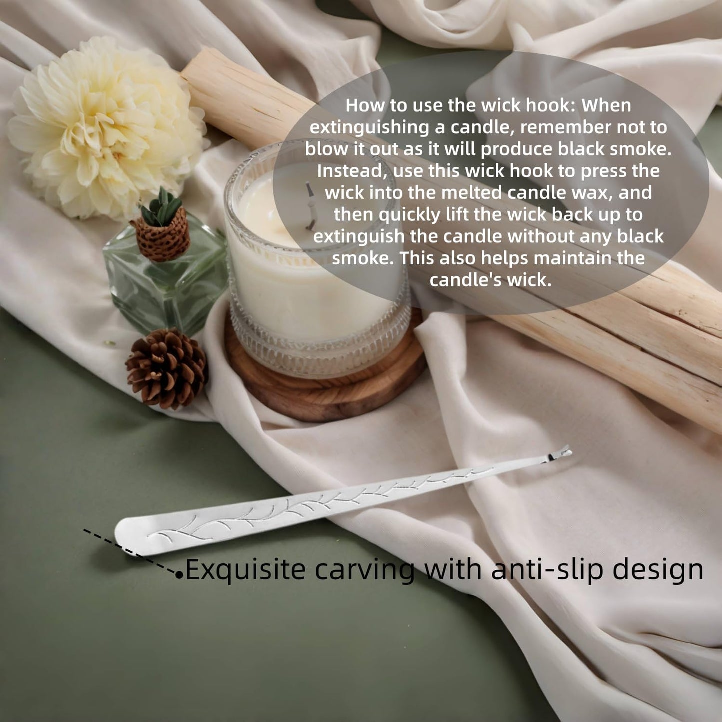 Silver Candle Wick Trimmer, Nickel-Plated Copper, 7.09 Inch Length, Round Head Design with Cut Edge, Rivet Reinforced