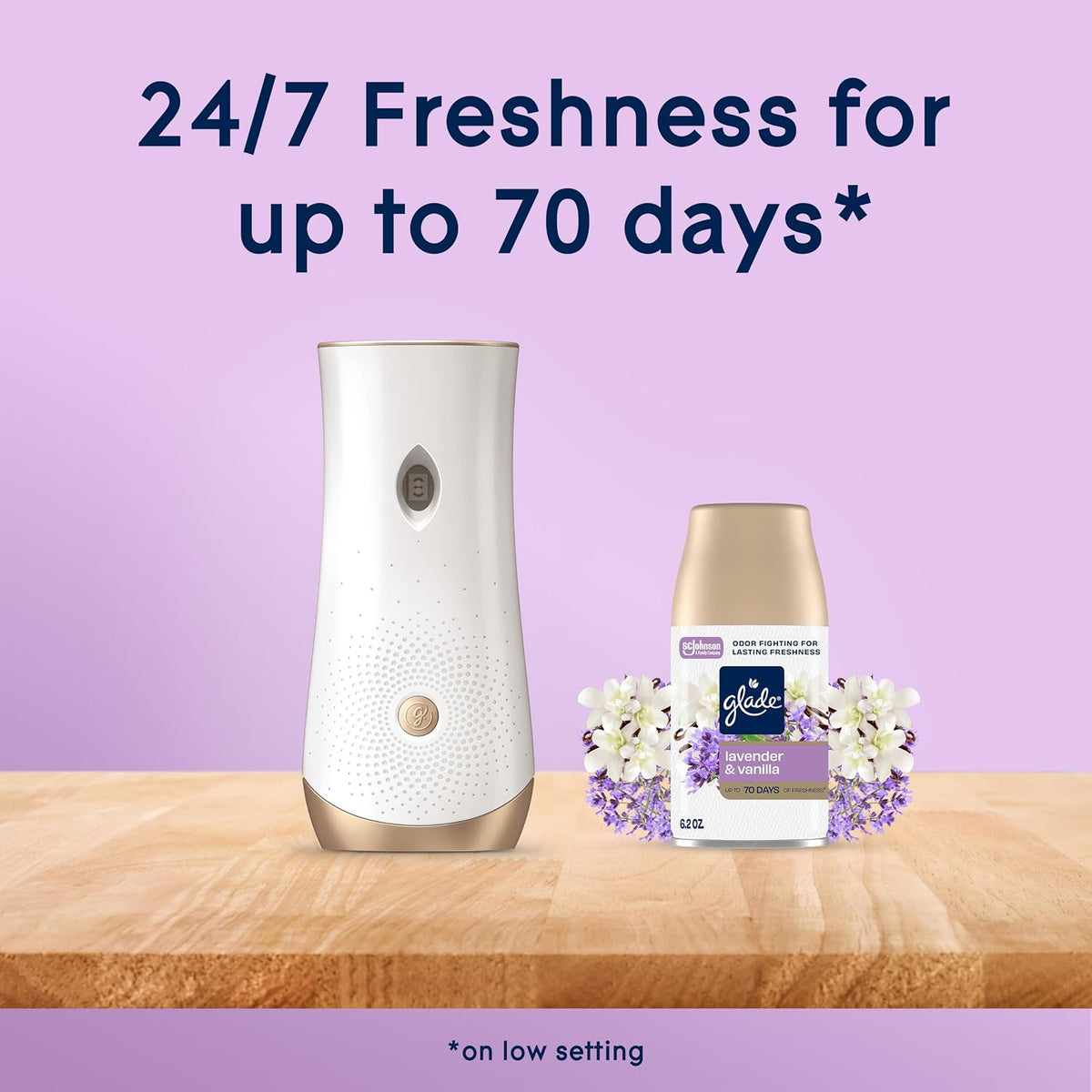Glade Automatic Spray Refill, Air Freshener for Home and Bathroom, Lavender &amp; Vanilla, 6.2 Oz, 2 Count