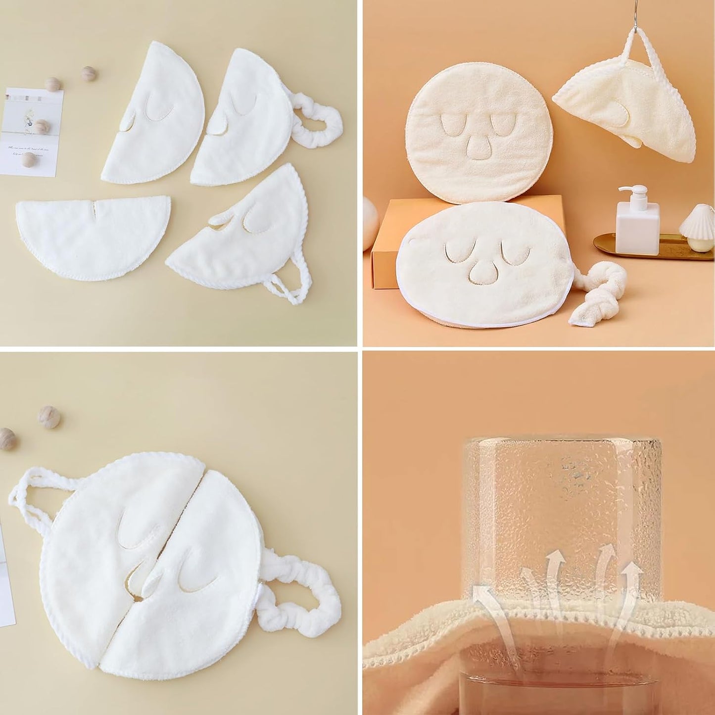 mdgfge 3Pcs Face Steaming Towel Mask Hot Cold Compress Moisturizing Face Steamer Beauty Reusable Soft Breathable Facial Towel for Women Skin Face Care Home Salon Supplies