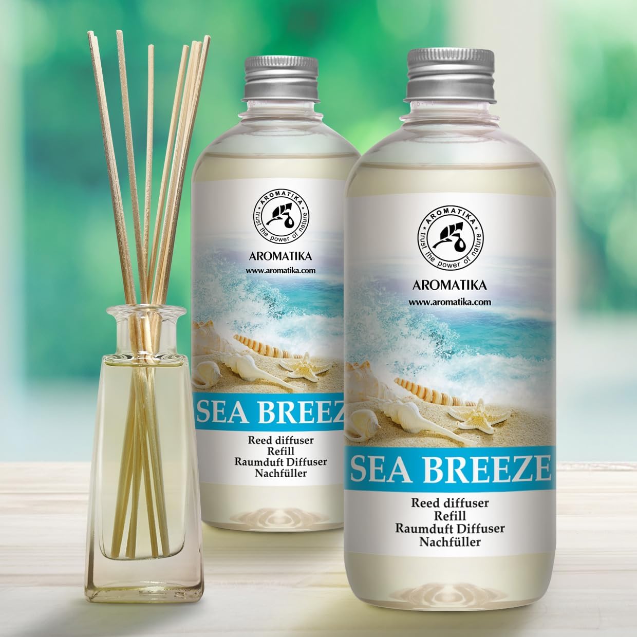 Reed Diffuser Refill Set Sea breeze 2 х 17Fl Oz - Aroma Refill for Reed Diffuser - Long Lasting Home Fragrance - Air Freshener - Fresh Scent - Aromatherapy - Home decor - Air diffuser