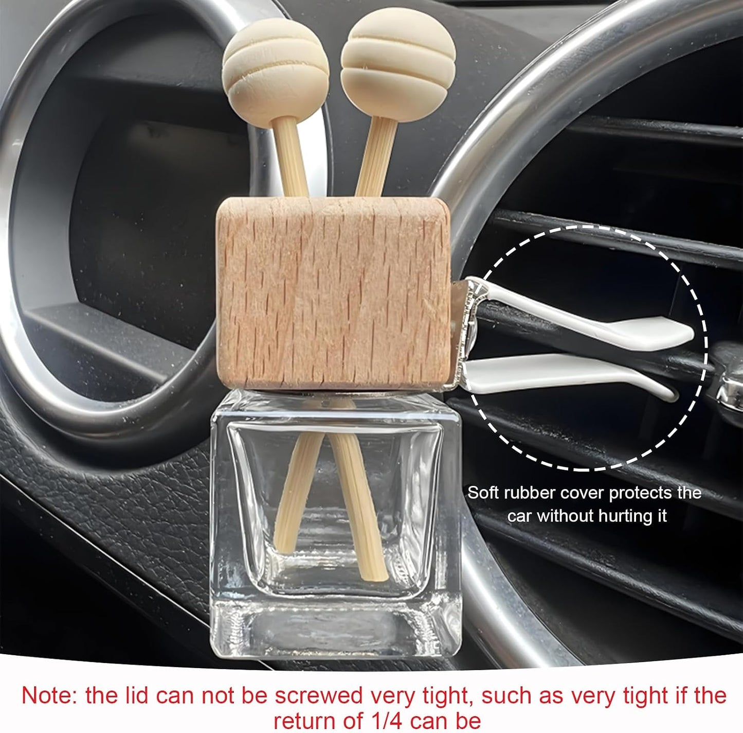 KVAEY 2PCS Car Diffuser Air Freshener Bottle, Refillable Empty Glass Perfume Bottles with Vent Clip, Universal Essential Oil Diffuser for Most Vehicles, Interior Car Accessories (2PCS)