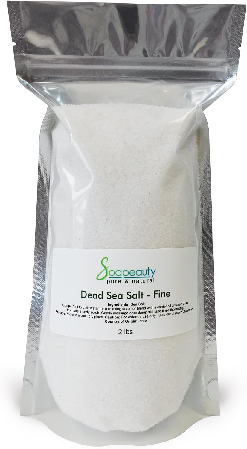 Soapeauty Dead Sea Salt Fine Grain | 100% Pure & Natural | Mineral Rich Bath Salt Soak | for Body Scrubs, Salt Soap Making, Spa & Skincare | 2 lbs