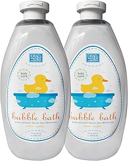 Dead Sea Collection Bubble Bath Kids with Vanilla - Cleansing and Moisturizing Liquid Bath Bubbles - Sweet Almond Oil and Pure Dead Sea Minerals - Pack of 2 Large Bottles (67.6 fl.oz)