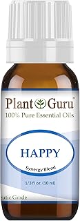 Happy Essential Oil Blend 10 ml 100% Pure, Undiluted, Therapeutic Grade. (Blend of: Pink Grapefruit, Lemon, Cassia, Ginger, Peppermint)