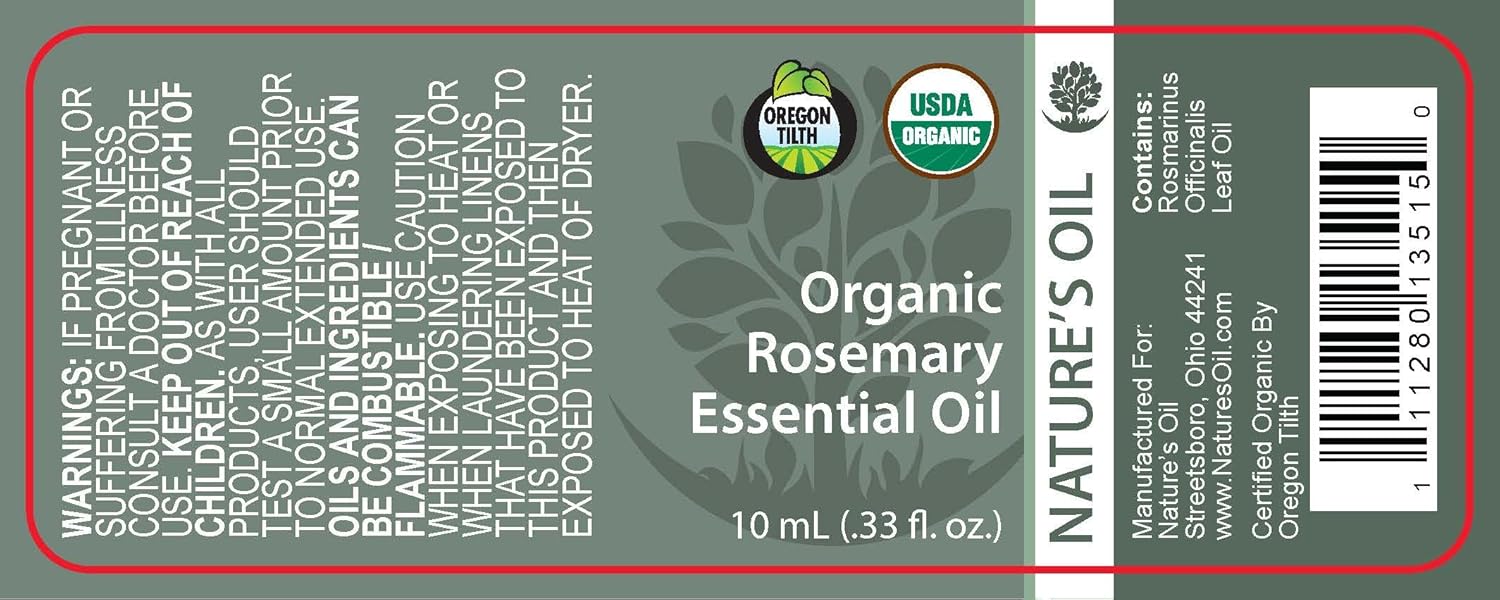 Best Rosemary Essential Oil Pure Certified Organic Therapeutic Grade 10ml