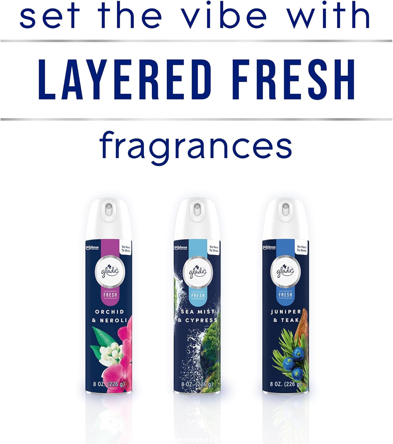 Glade Air Freshener Room Spray, Sea Mist & Cypress, Odor Fighting to Deliver Long Lasting Freshness, 8 Oz, 6 Count