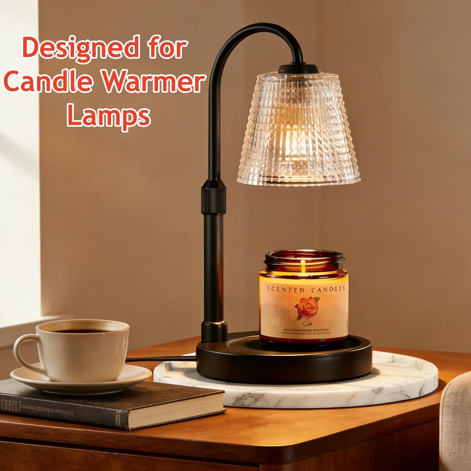 Heat Resistant Silicone Mat for Candle Warmer Lamp, Protector Base Pad for Candle Warmer, Lamp Candle Warmer Under Mat (Marble White, 6.5 INCH)