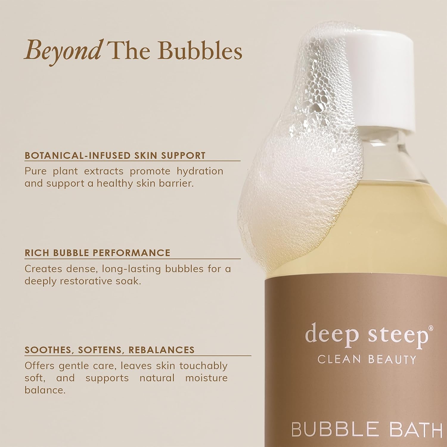 Deep Steep Bubble Bath, Lavender Vanilla, 10 oz – Soothing Soak with Shea Butter, Argan Oil, Aloe Vera & Coconut Oil – Vegan, Sulfate-Free, PH-Balanced Clean Beauty