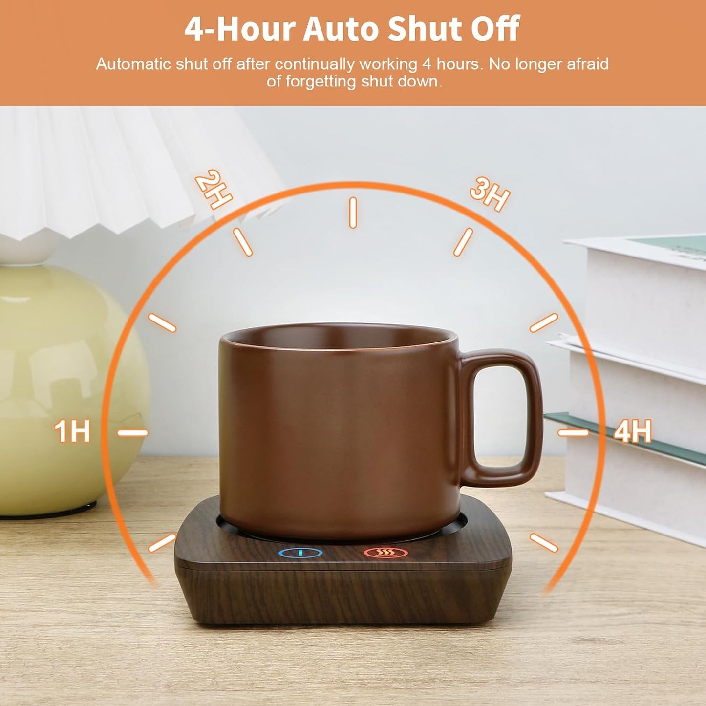 VOBAGA Imitation Wood Grain Coffee Cup Warmer & Mug Warmer for Desk, Electric Coffee Warmer Plate with 3-Temp Settings for Tea, Cocoa, Milk with Auto Shut Off After 4 Hours, Coffee Gifts for Women Men
