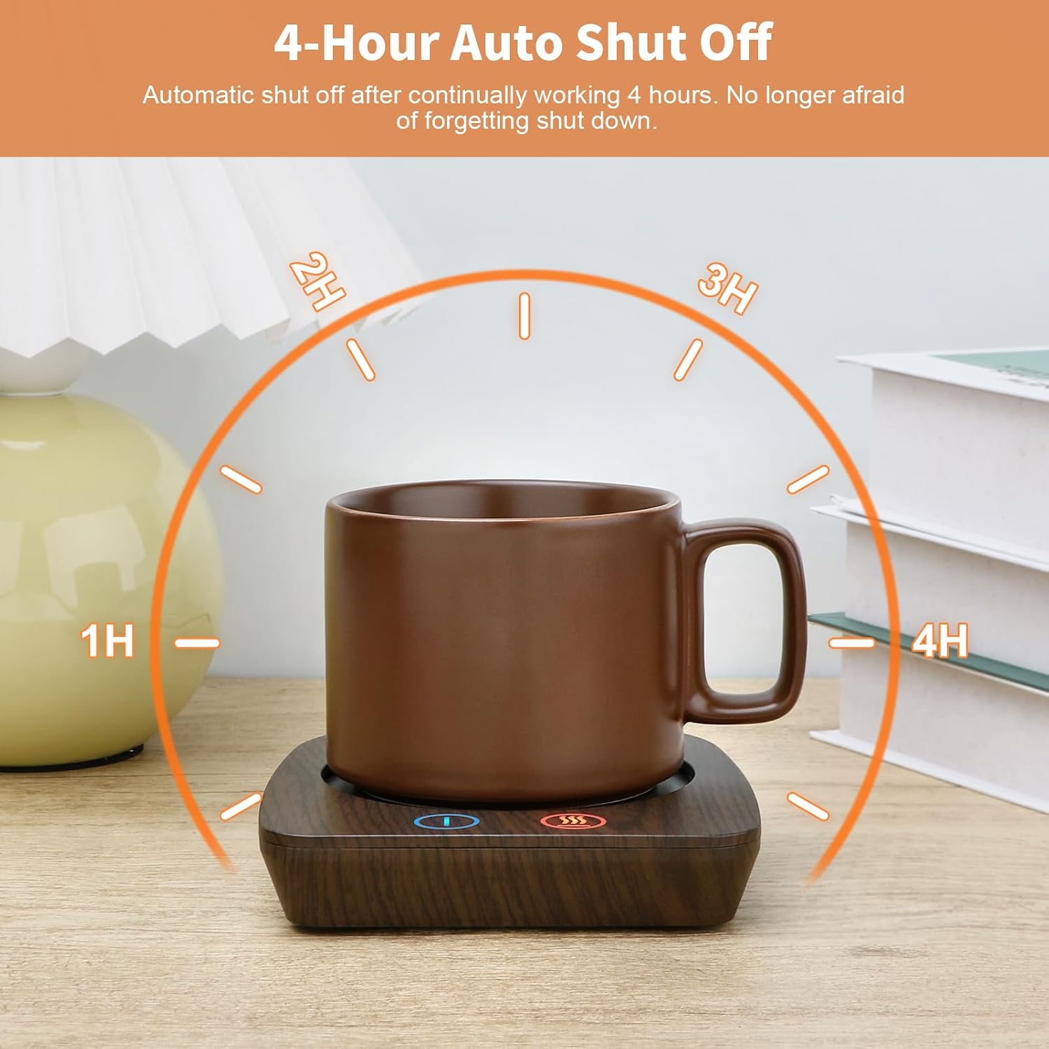 VOBAGA Imitation Wood Grain Coffee Cup Warmer & Mug Warmer for Desk, Electric Coffee Warmer Plate with 3-Temp Settings for Tea, Cocoa, Milk with Auto Shut Off After 4 Hours, Coffee Gifts for Women Men