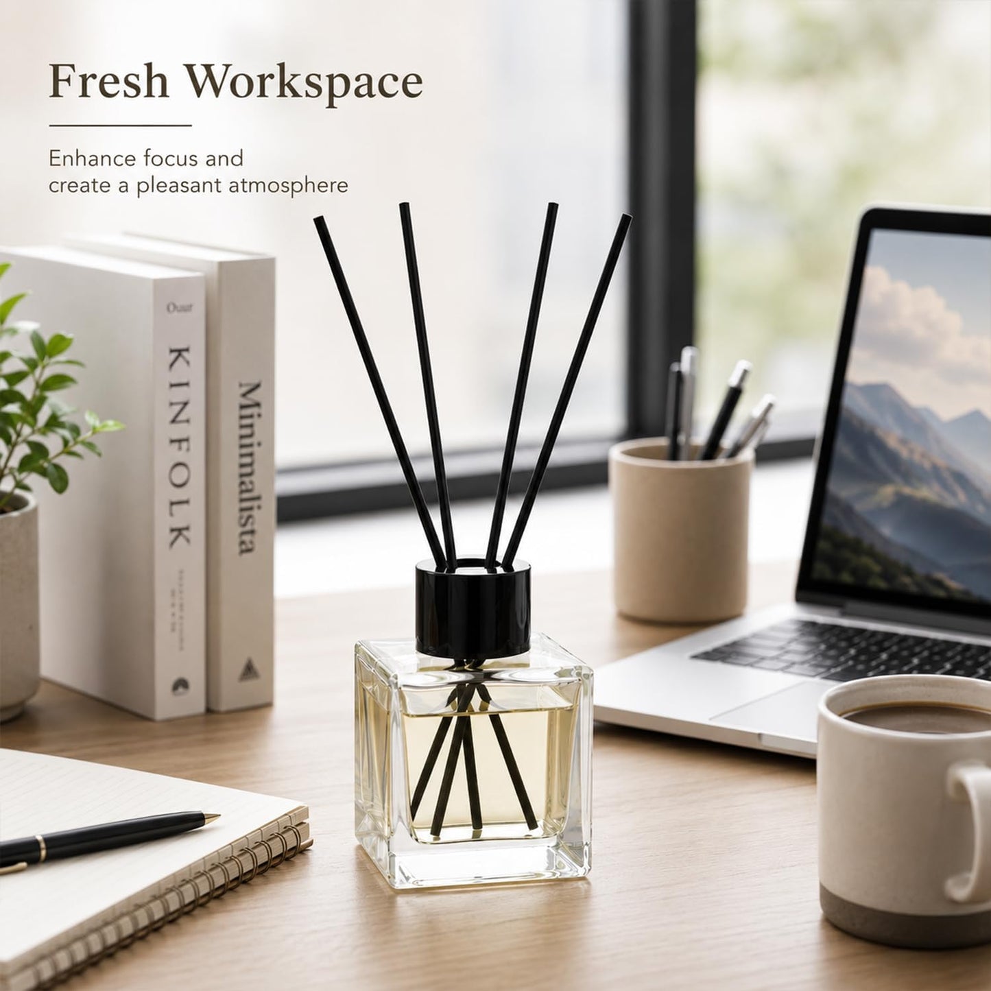 50ml Square Glass Diffuser Bottles Set of 4 Clear Aromatherapy Reed Diffuser Bottles with Black Caps Empty Essential Oil Fragrance Bottles for Home Decor DIY Perfume Diffuser