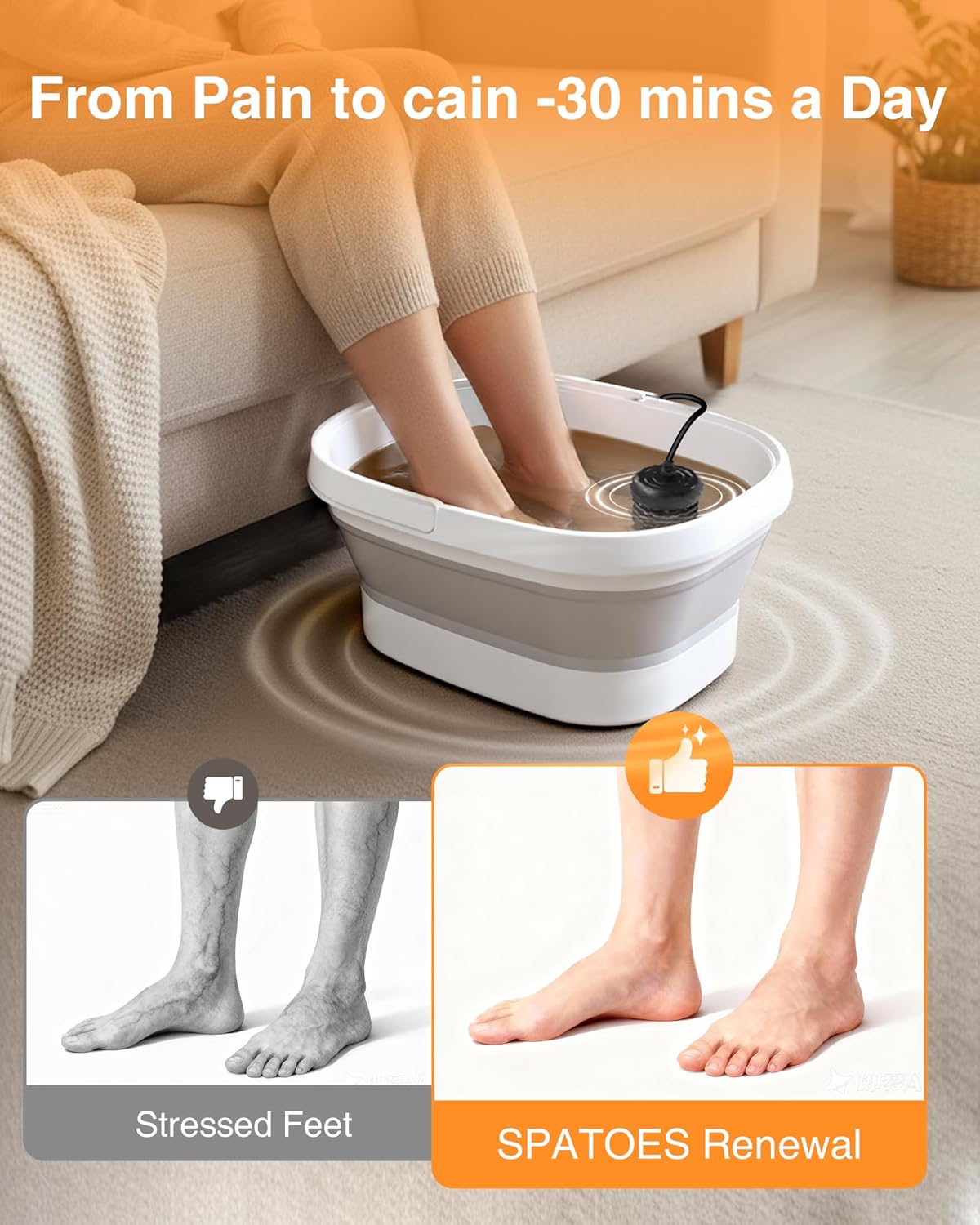 Ionic Foot Bath Detox Machine, Foot Detox Soak Tub with 2 Arrays, 80 Disposable Foot Spa Liners, Sea Salt, Folding Foot Spa Bucket, Home Salon-Level Foot Soaking Tub