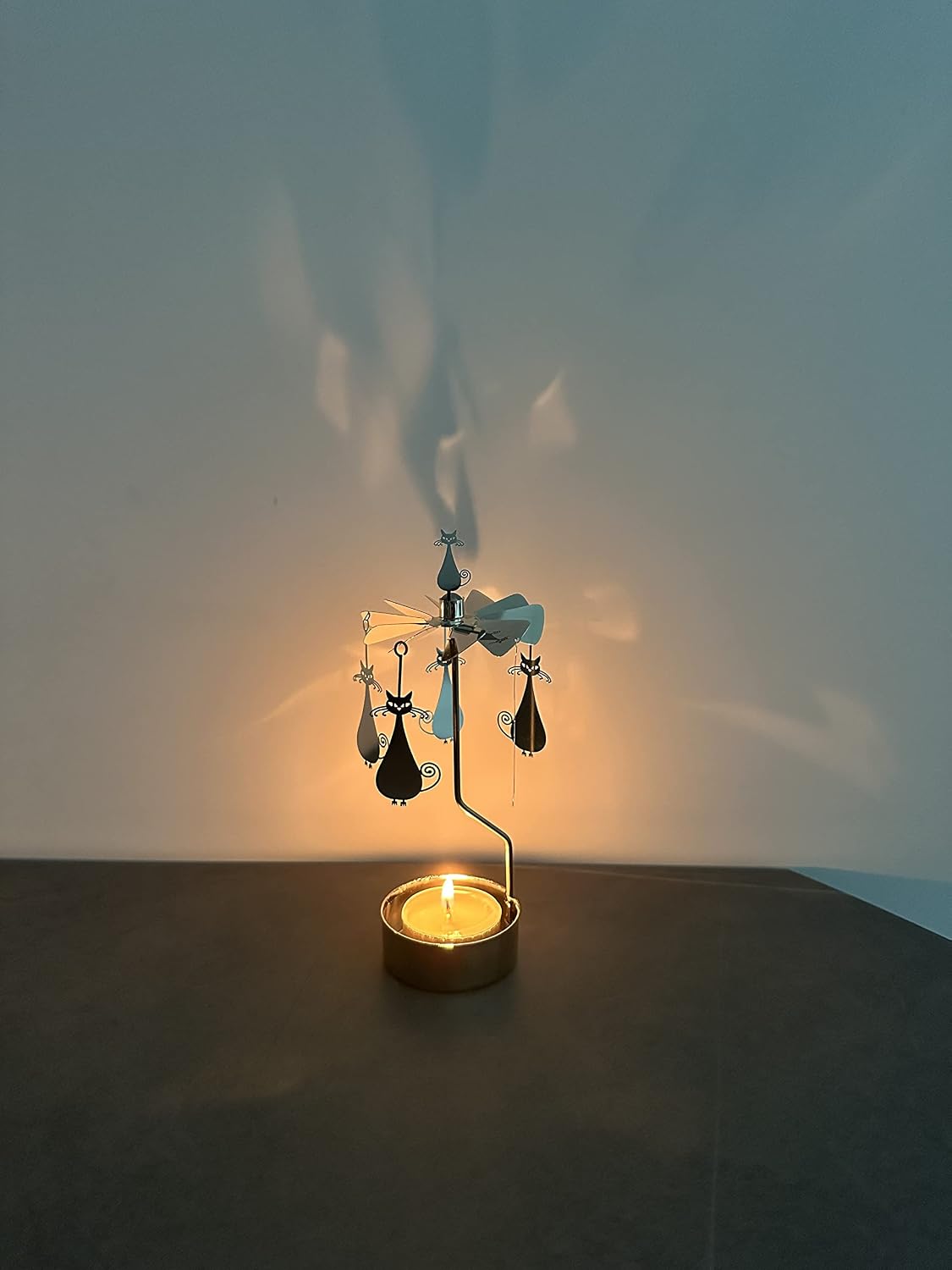Rotary Candle Holder Spinning Metal Cartoon Cat Design | Candleholder, Small Gift, Home Decoration, Party Wedding