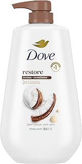 Dove 24hr Lotion Body Wash Restore Coconut & Cocoa Butter, 30.6 oz | Moisturizing body wash with MicroMoisture for 24-hour hydration and soft skin