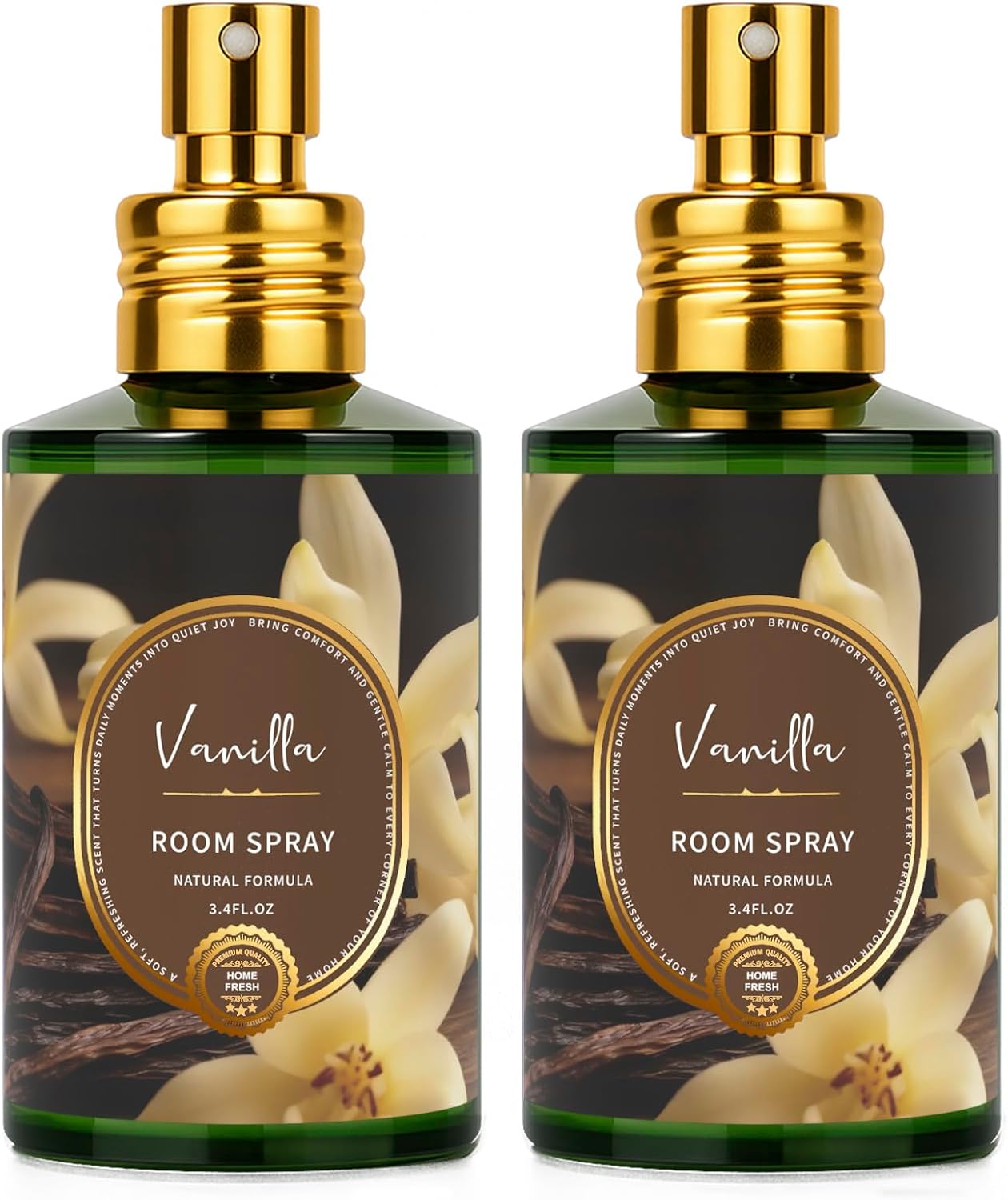 Vanilla Room Spray 2 Pack, 3.4oz/100ml Each – Long-Lasting Air Freshener & Odor Eliminator for Home, Bathroom, Bedroom & Office, Concentrated Room Spray