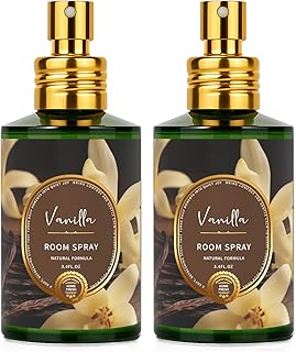 Vanilla Room Spray 2 Pack, 3.4oz/100ml Each – Long-Lasting Air Freshener & Odor Eliminator for Home, Bathroom, Bedroom & Office, Concentrated Room Spray