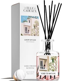 Reed Diffuser Set, Orange Blossom Oil 6.7 fl oz Scented Diffuser with Sticks Home Fragrance Reed Diffuser for Bathroom Shelf Decor