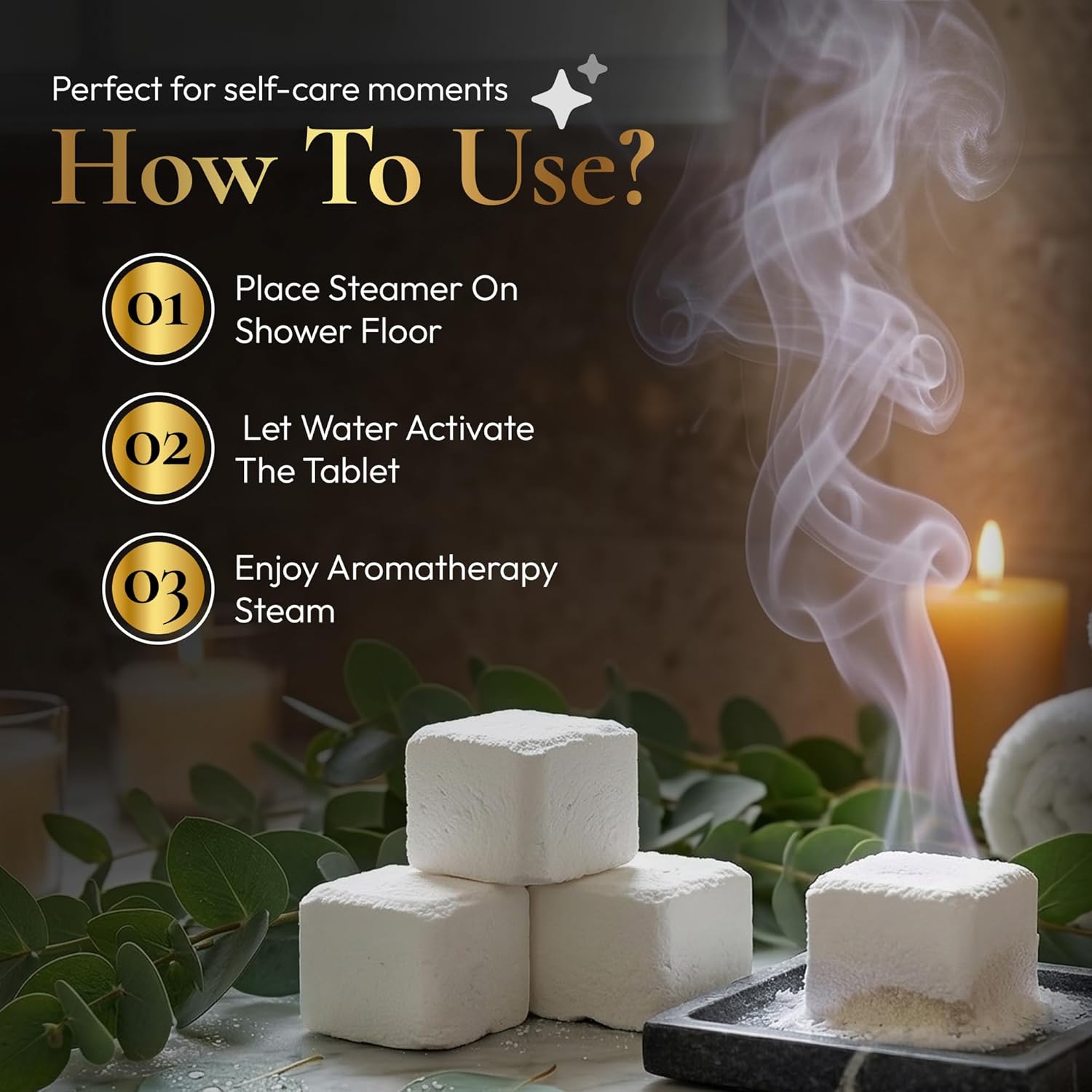 Veldt & Vapor Luxury Shower Steamers — 8 Pack Eucalyptus & Mint Aromatherapy Tablets, Long-Lasting Essential Oil Shower Bombs, Self-Care Spa Gift for Women
