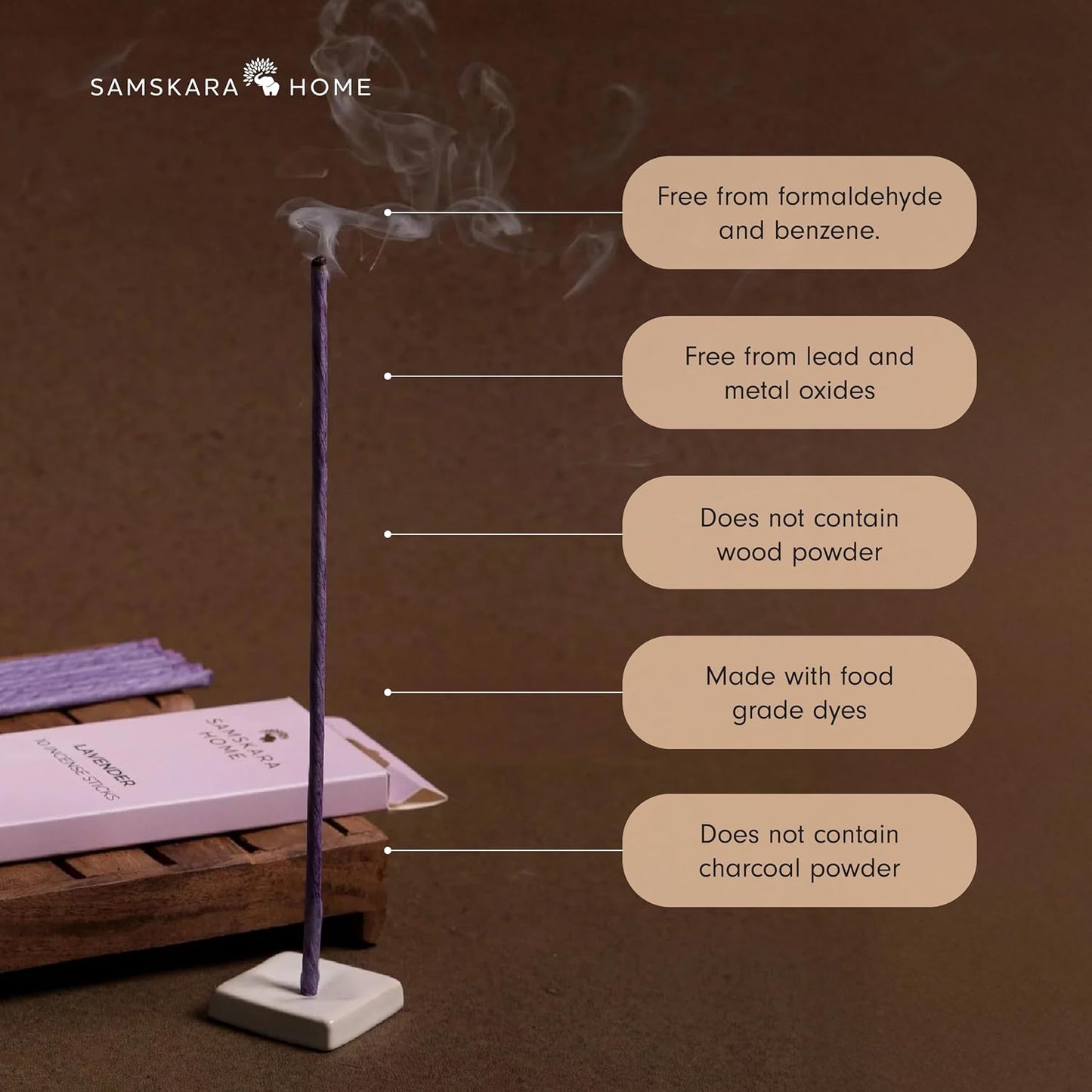 Samskara Lavender Incense Sticks Agarbatti | Pack of 10 | Eco Friendly Incense