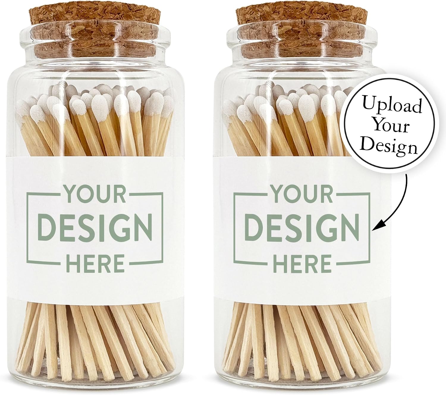 Personalized Custom Matches for Wedding Favors, Birthday Favors, Cigar Bar Matches, Wooden Matches in a Jar with Striker, Long Matches for Candles in Apothecary Glass Jar, Approx. 80 Safety Matches