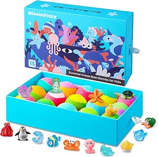 Sea Surprise Bath Bombs for Kids, 15 Pack Organic Fizzy Bath Bombs Gift Set with Hidden Ocean Toys, Gentle & Scented, Kid-Safe & Fun Bath Time, Ideal Christmas Gift & Stocking Stuffer for Kids