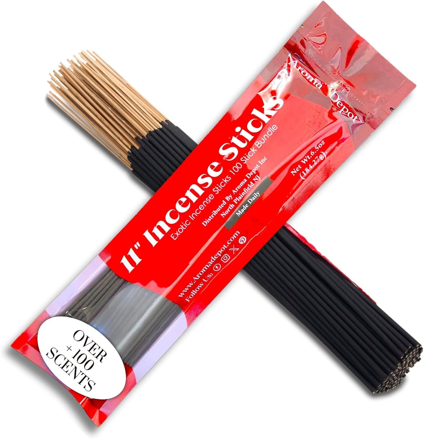 Kush Most Exotic 11'' Incense Sticks. Approx. 85 to 100 Sticks Per Bundle, Each Natural Stick Burns for 45 mins to 1 Hour Each. Long Lasting Guarantee 100% Pure