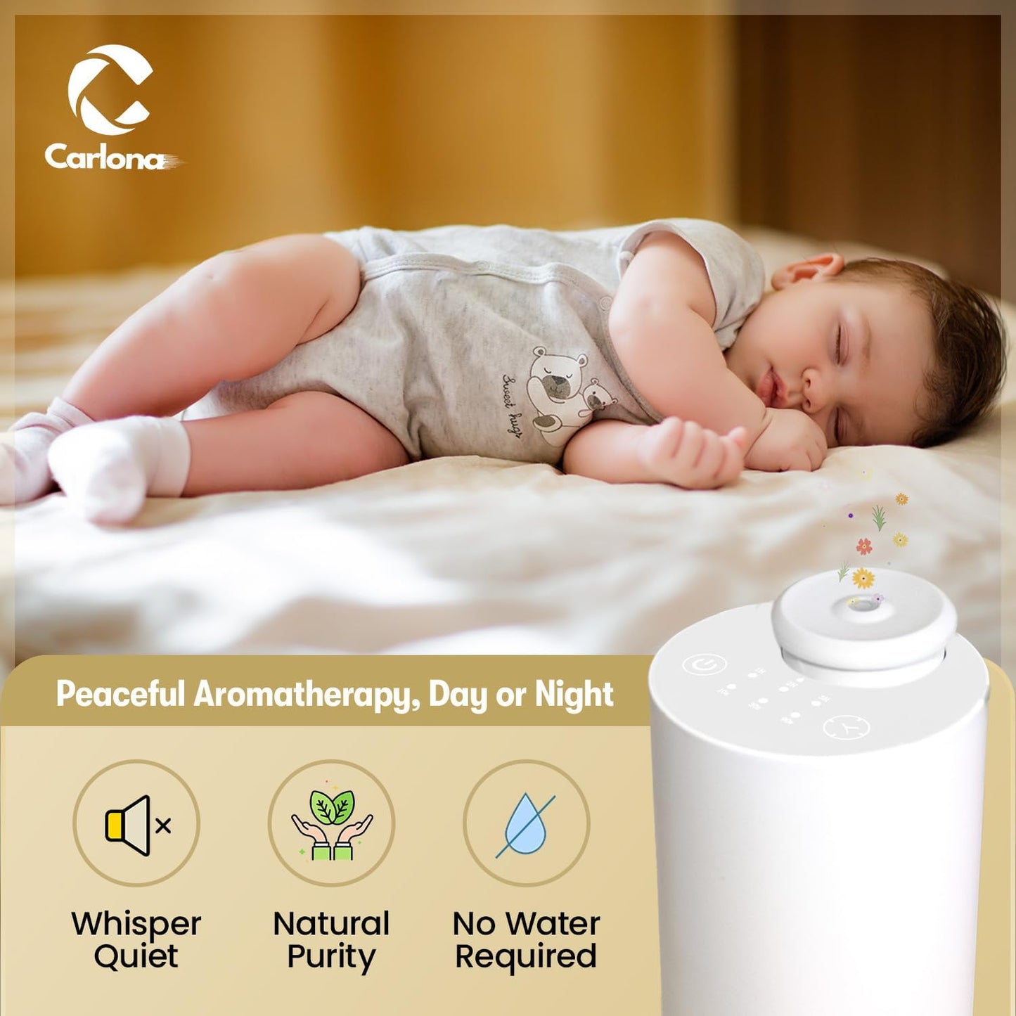 Waterless Essential Oil Diffuser for Car & Home with 3x10ml Oils, Portable Aromatherapy Device, USB-C Rechargeable, 3 Mist Modes, Long Lasting Scent – White