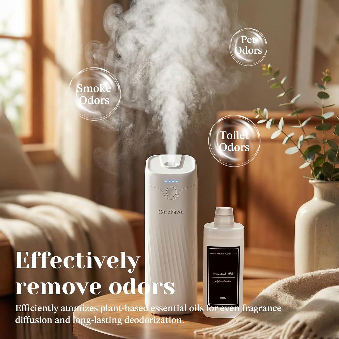 Waterless Essential Oil Diffuser, 4.06fl oz(120ml) Portable Battery Operated Cold Air Aroma Scent Machine, 4 Intensity Levels, Quiet Diffuser for Bedroom Office Bath Car (White-Luxury1)