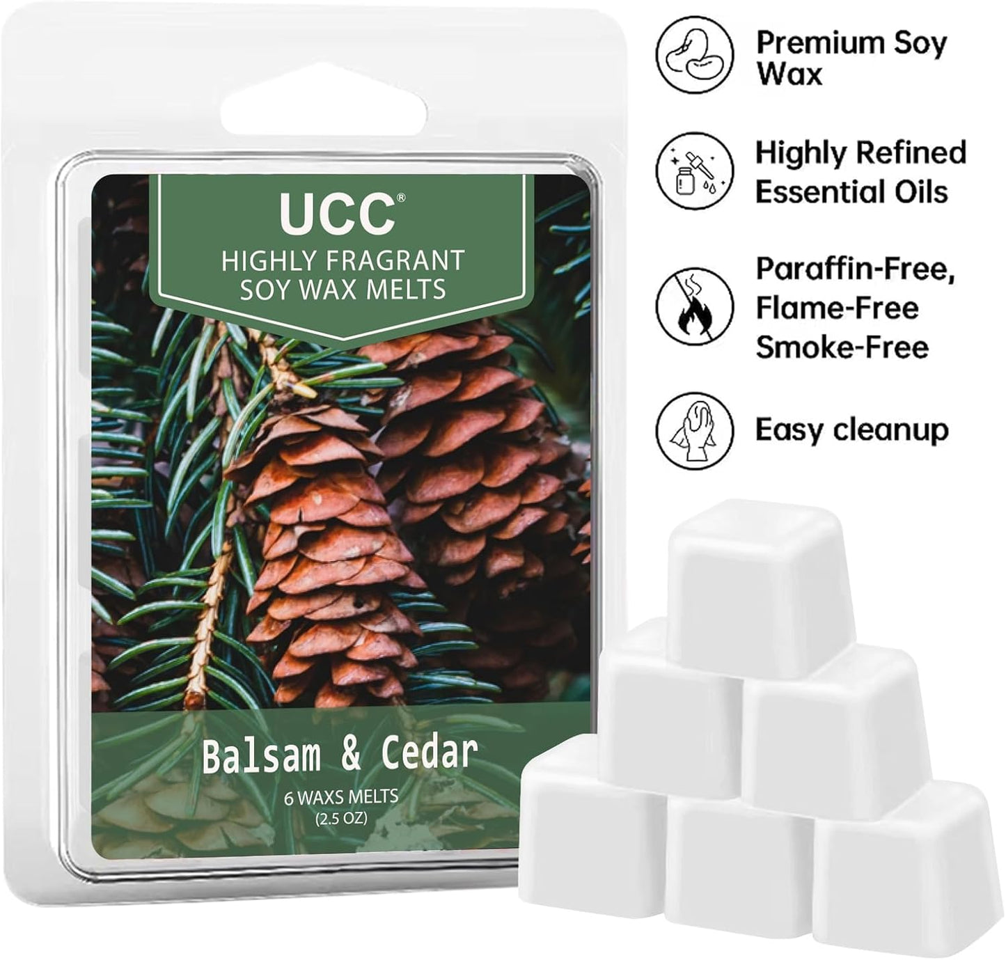 UCC Plant Based All Natural Wax Melts, Strong Fragrance, Long Lasting Premium Soy Scented Melts Cubes, Wax Melts Tarts, Colored Wax Melt - 4 Pack