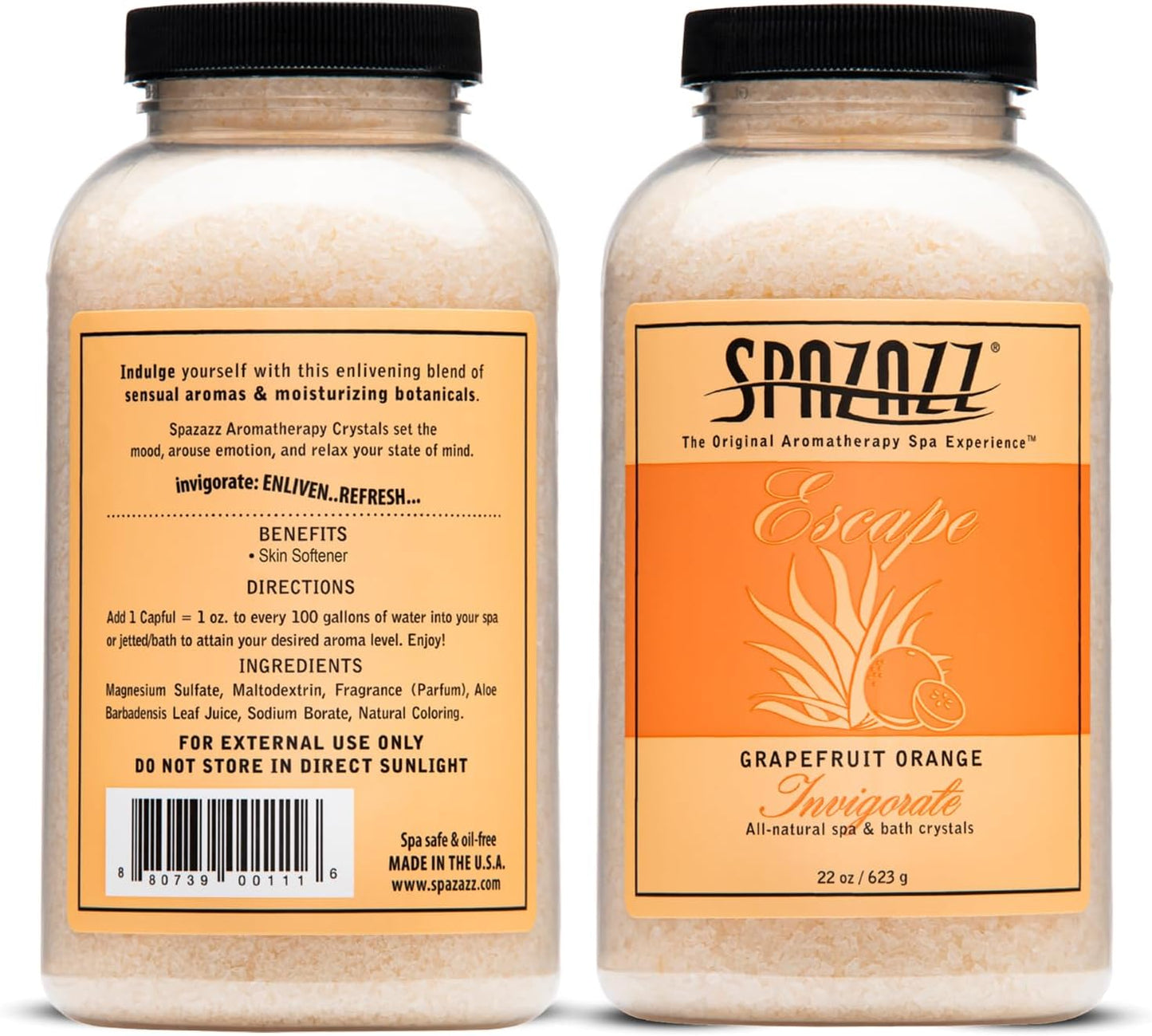 Spazazz Hot Tub Aromatherapy Crystals Bundle – 3 Pack Magnesium Bath Salt | Magnesium Aromatherapy Bath Salts; 22oz Escape Grapefruit Orange, 17oz Ocean Breeze Botanicals, 19oz RX Sport Therapy