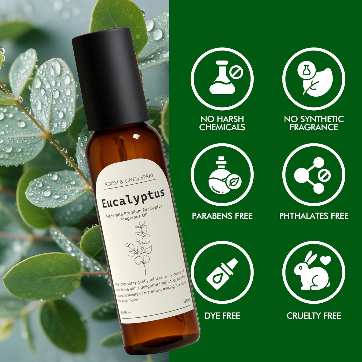 Eucalyptus Fragrance Room Spray, Long Lasting Air Fresheners for Home, Room Air Freshener & Odor Eliminator, 2 x 4.06 fl oz