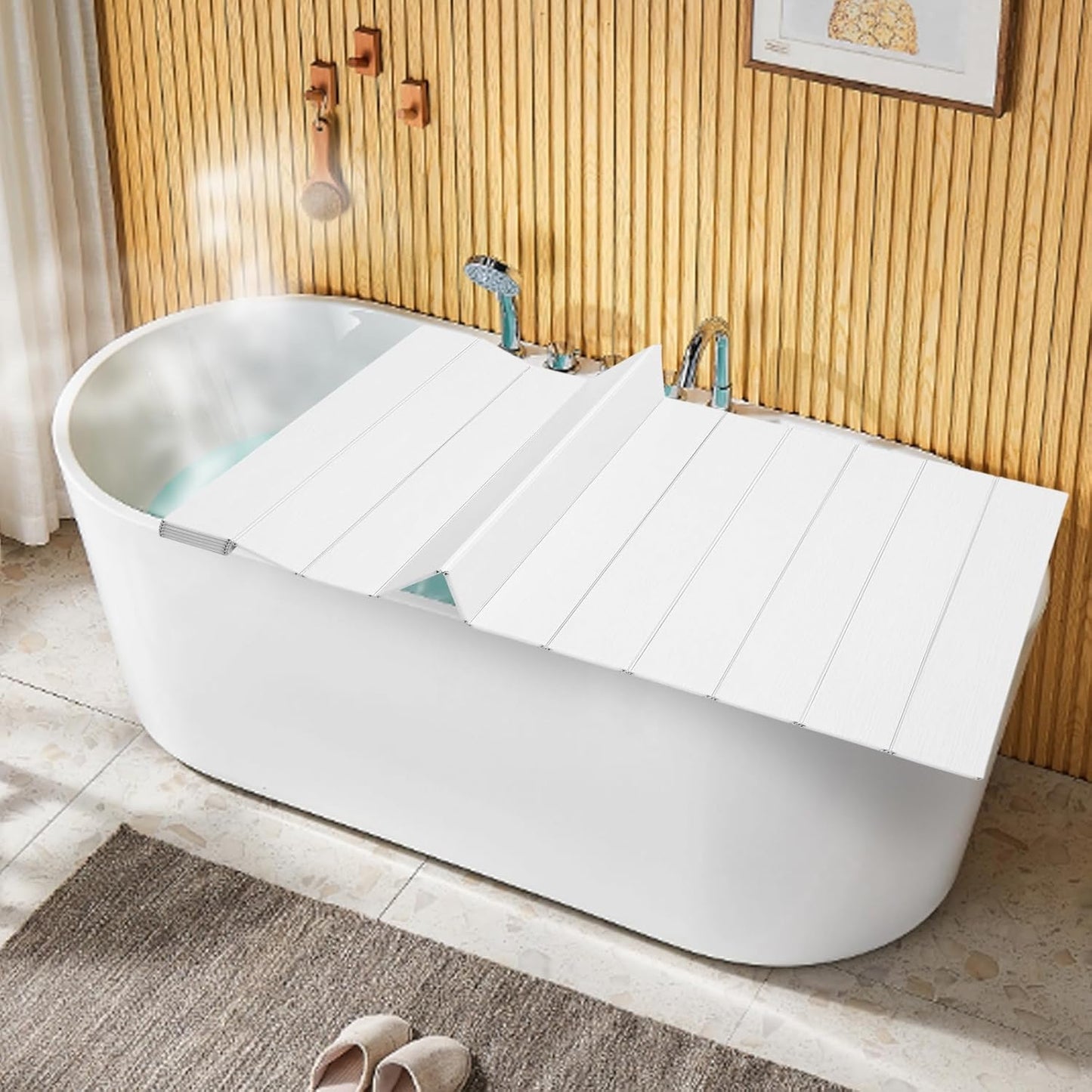 Bath Cover, Foldable Bathtub Board, Waterproof, Dustproof Bathtub Tray, Insulation PVC Bathtubs, Durable Insulation Plate for Home, Bathroom, Spa Experience