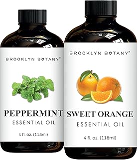 Brooklyn Botany Peppermint & Sweet Orange Essential Oils – 4 Fl Oz (Pack of 2) – 100% Pure & Natural – Uplifting & Refreshing Aromatherapy Oils