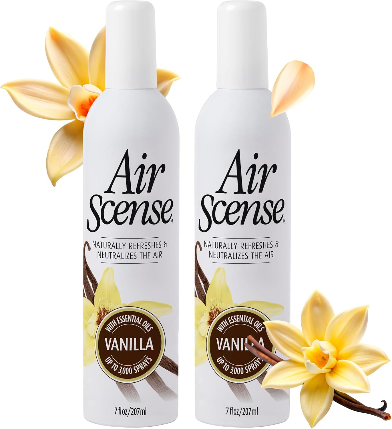 Air Scense Air Freshener Deodorizer Room Spray for Bathroom & Home, Essential Oils, Natural Vanilla- 7 fl oz (2-Pack)