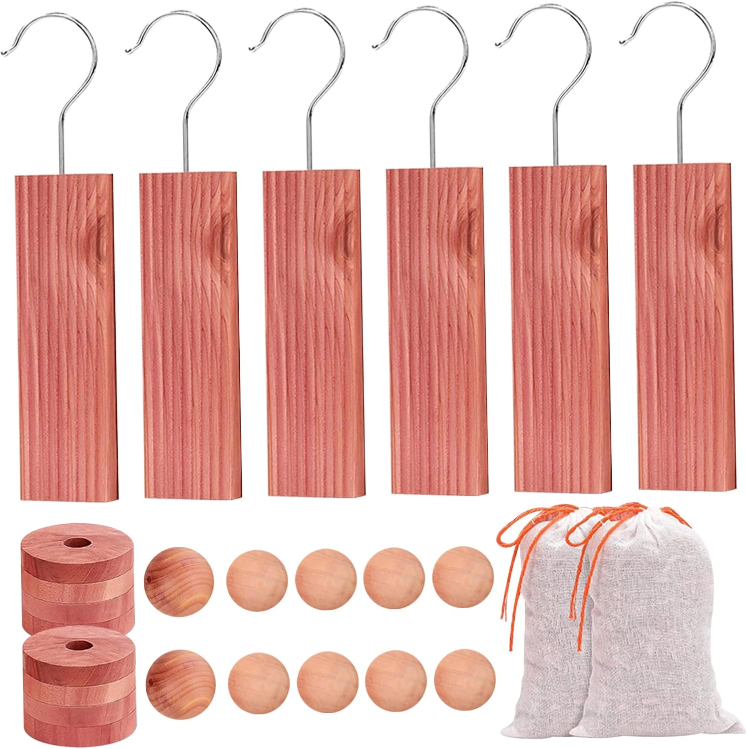 26 Cedar Blocks for Clothes Storage, Cedar Chips for Clothes Storage, Aromatic Hangers, Scented Sachets, Closet Freshener for Home Hotel Closets, Drawers