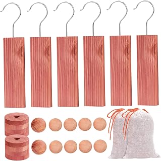26 Cedar Blocks for Clothes Storage, Cedar Chips for Clothes Storage, Aromatic Hangers, Scented Sachets, Closet Freshener for Home Hotel Closets, Drawers
