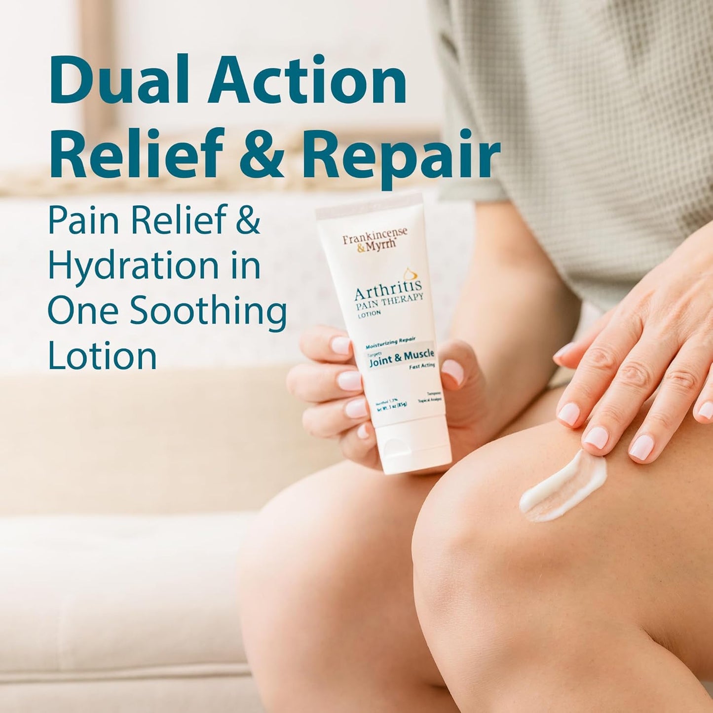 Frankincense & Myrrh Arthritis Pain Reliever Therapy Lotion – Topical Arthritis Pain Relief Cream and Hydrating Skin Repair, Body Relief for Sciatica, Knee, Back, Joints, Neck, Hands, 3 Oz - 1 Pack