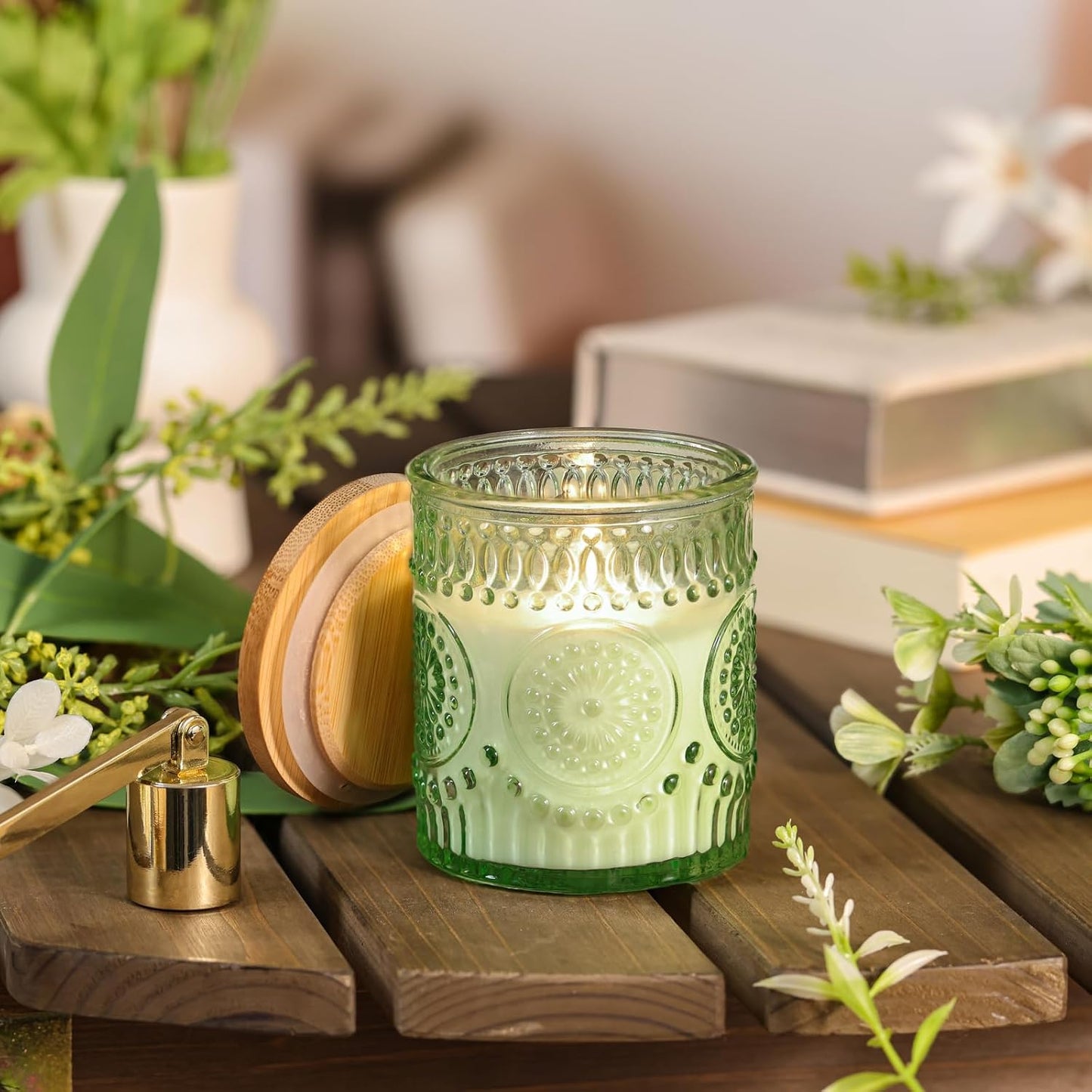 Eucalyptus & Sage Soy Scented Candles for Home- 5.3oz 35H Natural Soy Wax Aromatherapy Jar Candle with Strong Scent, Decorative Aesthetic Candles for Relax, Meditation, Bathroom, Luxury Gift for Women