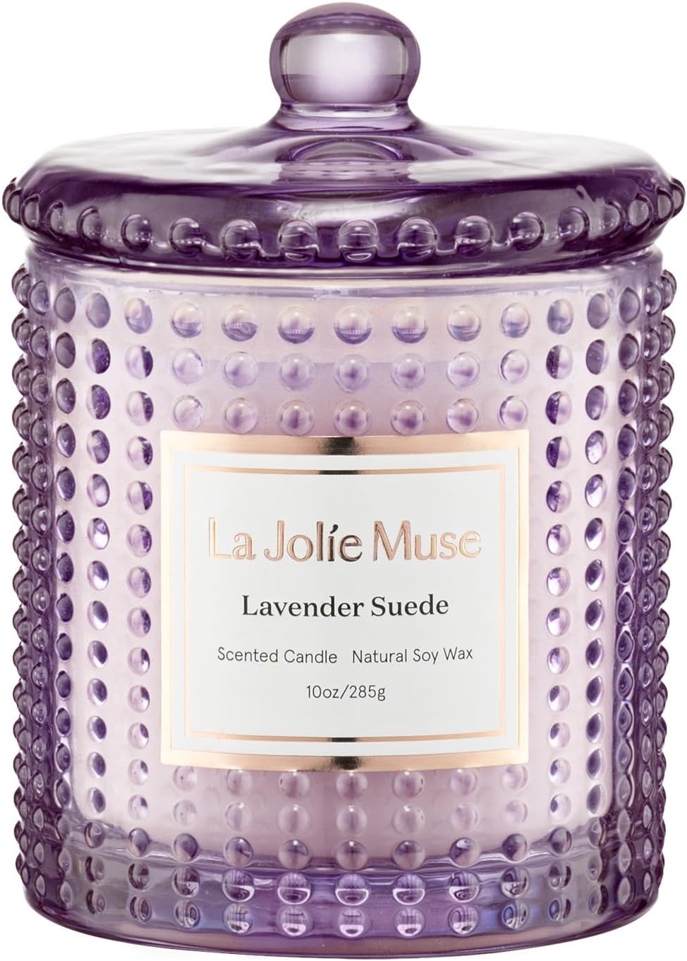 LA JOLIE MUSE Lavender Suede Scented Candle for Home | Purple Jar Candle | Non Toxic Natural Soy | Relaxing Aromatherapy Candles | Luxury Gifts for Women | 55 Hrs