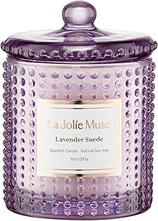 LA JOLIE MUSE Lavender Suede Scented Candle for Home | Purple Jar Candle | Non Toxic Natural Soy | Relaxing Aromatherapy Candles | Luxury Gifts for Women | 55 Hrs