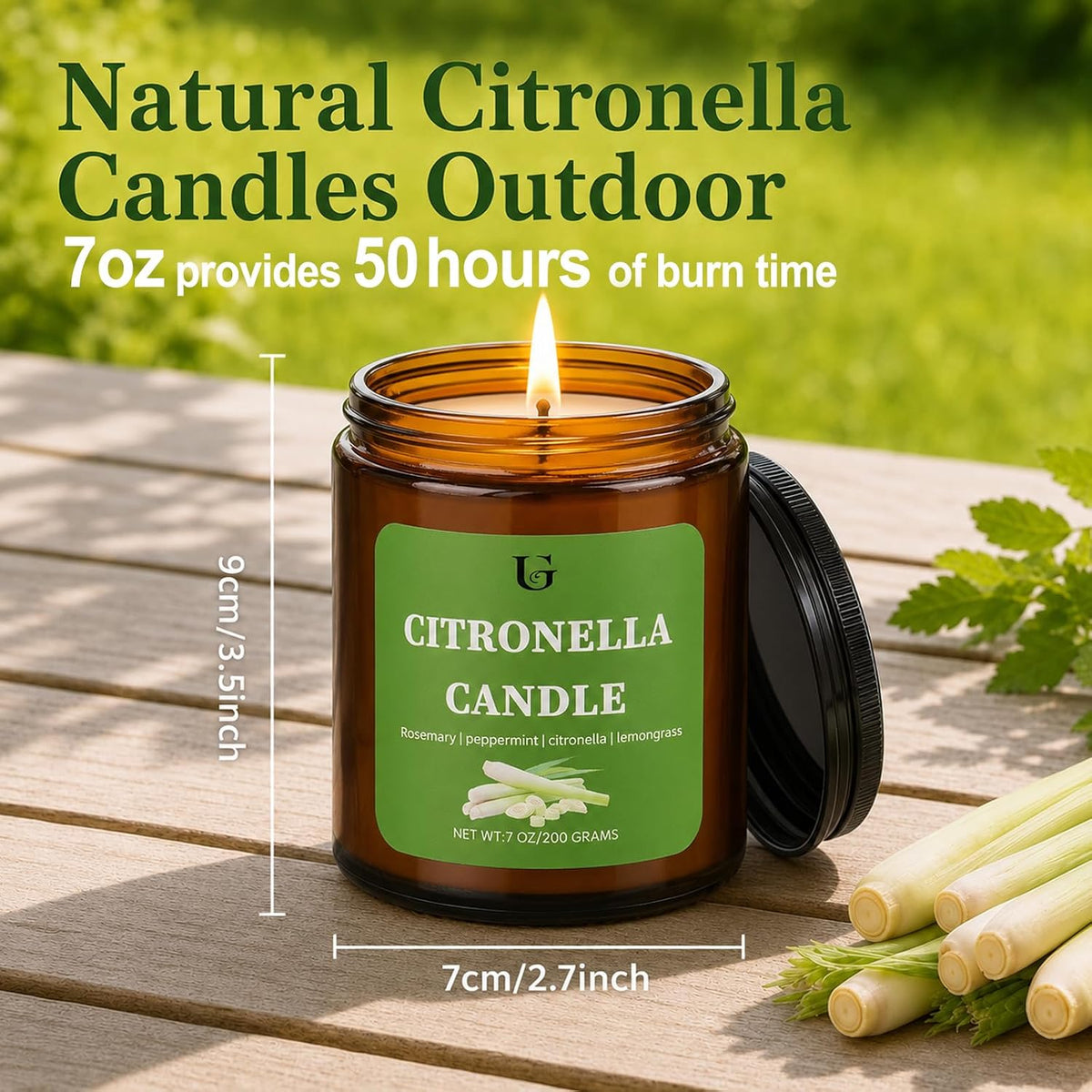Citronella Candles Outdoor for Camping Patio Indoor Yard 7oz 1 Pack