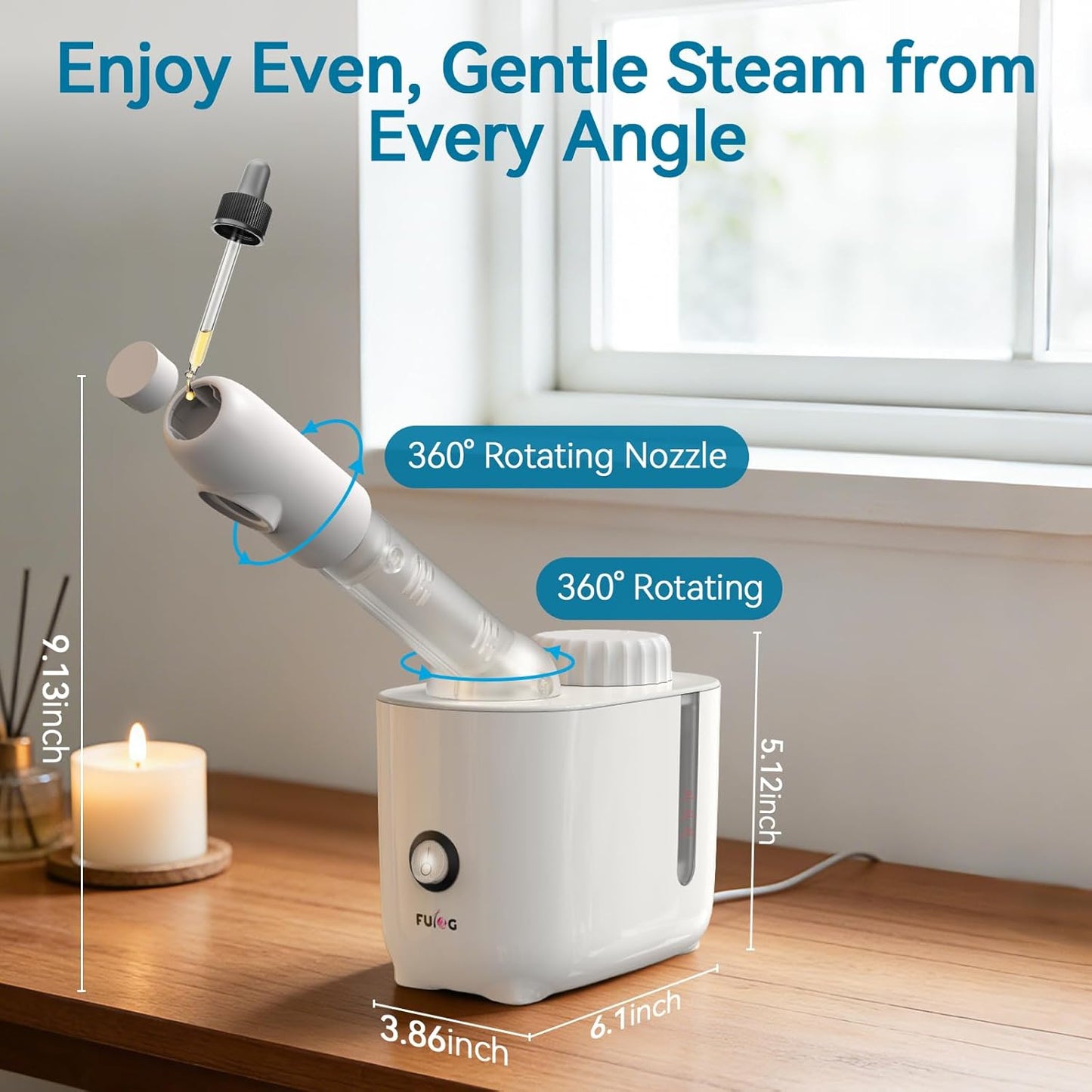 Facial Steamer Nano Ionic Face Steamer with 360° Rotating Arm, Esthetician Facial Steamer for Deep Cleaning, Portable Spa Facial Machine for Home Salon