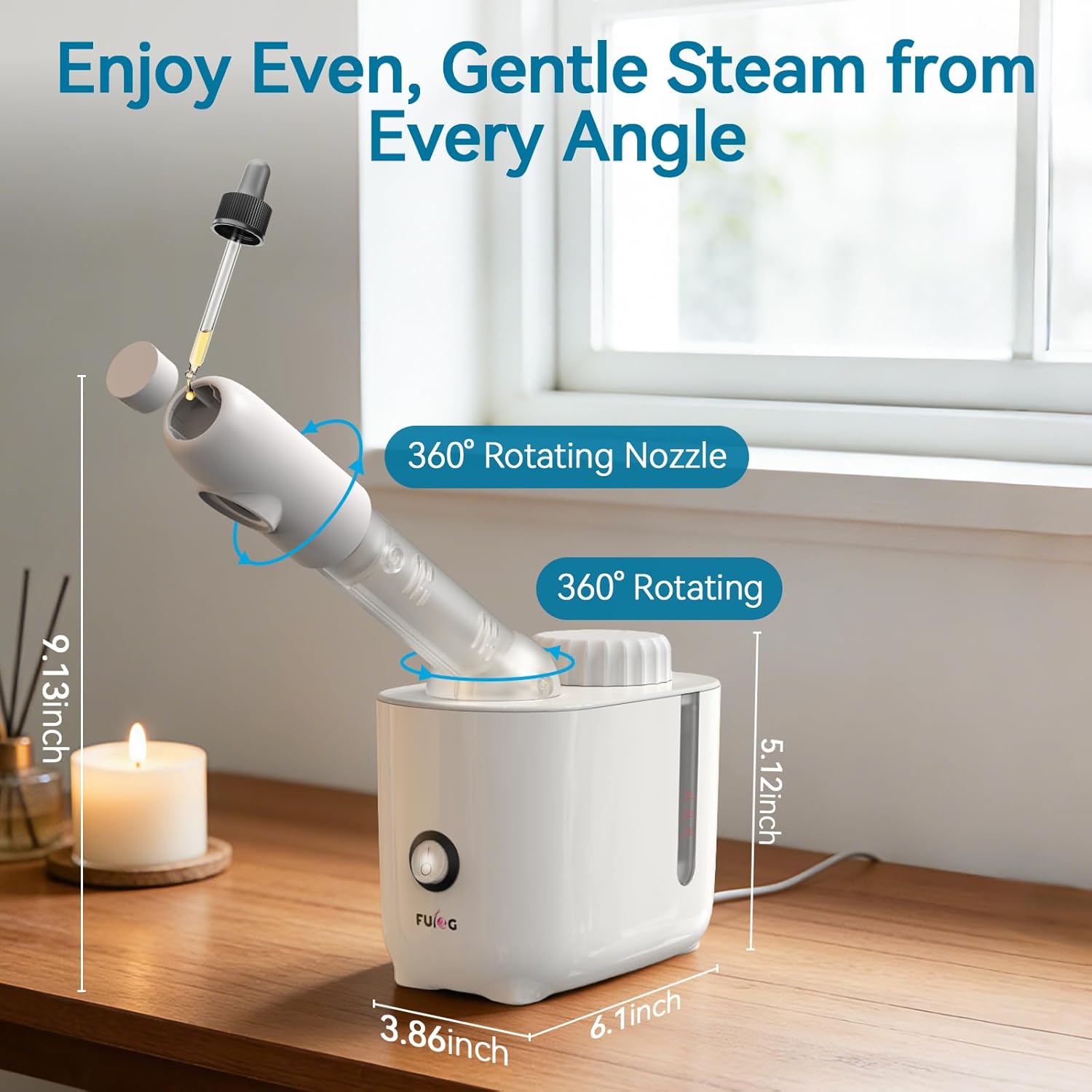 Facial Steamer Nano Ionic Face Steamer with 360° Rotating Arm, Esthetician Facial Steamer for Deep Cleaning, Portable Spa Facial Machine for Home Salon