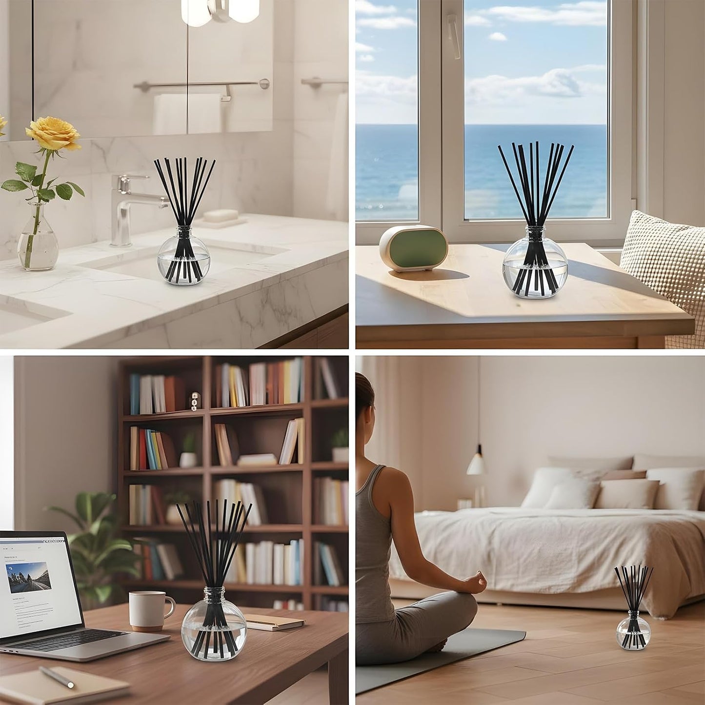 200 PCS Black Reed Diffuser Sticks 7 Inch Black Fibre Reeds for Diffusers Replacement Reed Sticks for Oil Diffuser Stick Refill for Aroma Fragrance Home Office Spa and Bathroom
