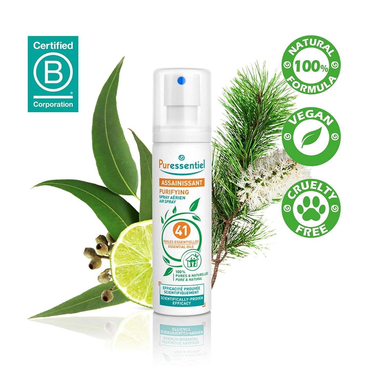 "Puressentiel Purifying Air Freshener Spray - Room Spray with 41 Essential Oils - Eliminate Odors without Synthetic Chemicals - Multi-Use - 6.75 oz"