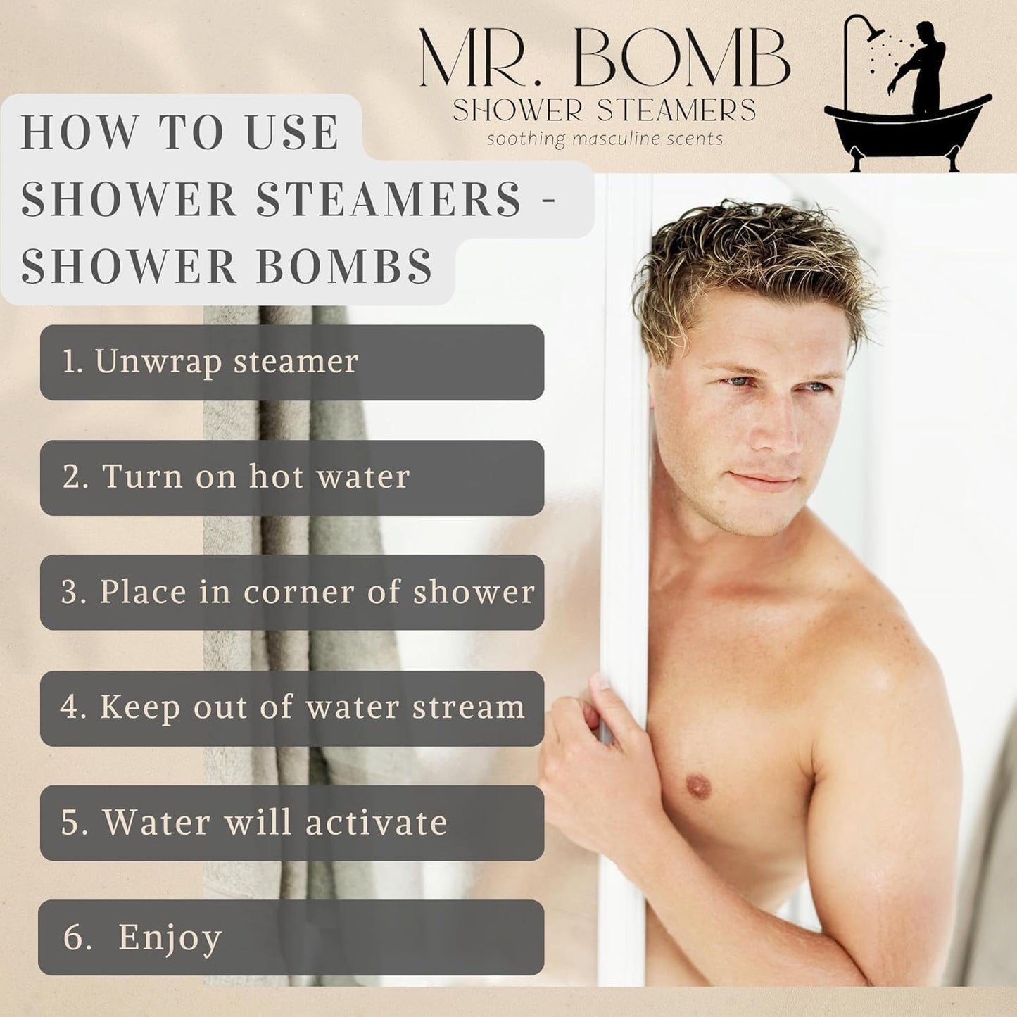 Mr. Bomb Masculine Shower Steamers for Men, Dude Bombs, Aromatherapy for The Guys, Shower Bombs for Men Gift Set, 9 Pack Steamer Set, Elevate Your Bathing and Relaxation (Large, Man-Up)